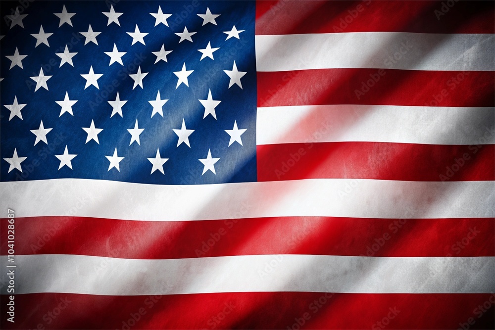 Fototapeta premium USA United State Waving Flag, brush effect for Us flag