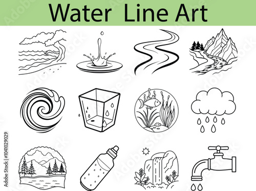 Water Line Art Illustrations Collection