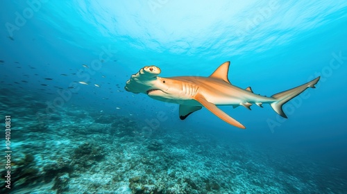 Wallpaper Mural A graceful shark swimming in clear blue water, showcasing its natural habitat. Torontodigital.ca