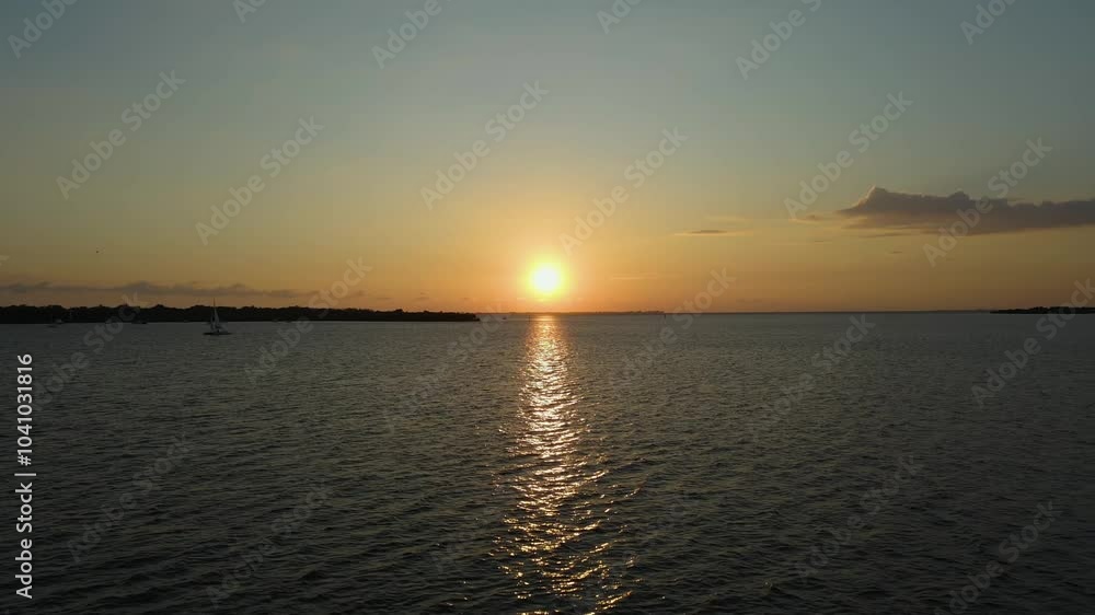 Manatee River Sunset View of De Soto National Memorial and Boats Dolly Back Manatee River Sunset View of De Soto National Memorial and Boats Dolly Back