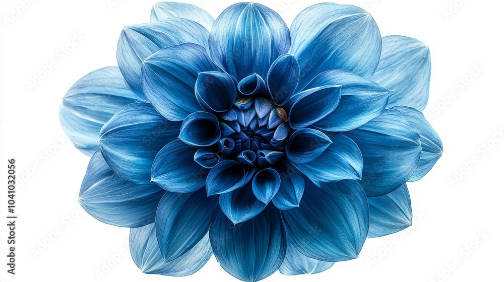 Vibrant blue Dahlia flower, isolated with clipping path on white background, perfect for floral-themed advertisements, high detail focus Vibrant blue Dahlia flower, isolated with clipping path on white background, perfect for floral-themed advertisements, high detail focus