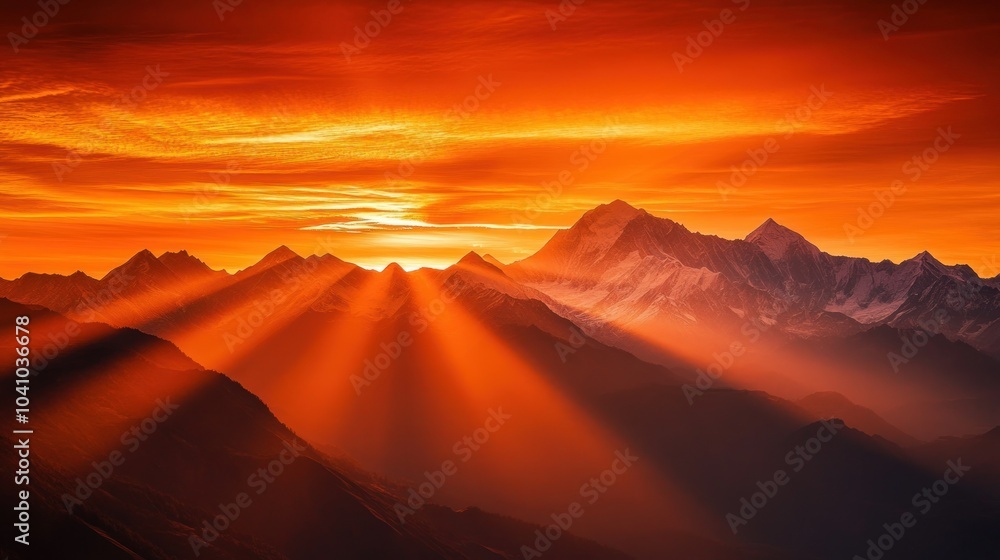 Naklejka premium Mountain Sunset Landscape