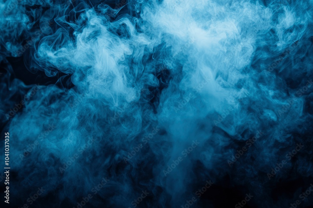 Fototapeta premium Abstract Blue Smoke Swirling Against a Dark Background