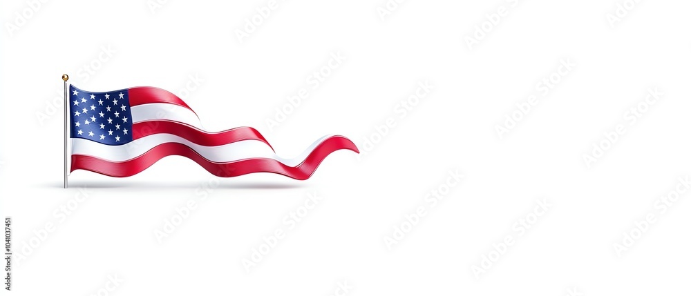 Waving American flag isolated on a white background, symbolizing patriotism and national pride with red, white, and blue colors. Waving American flag isolated on a white background, symbolizing patriotism and national pride with red, white, and blue colors.