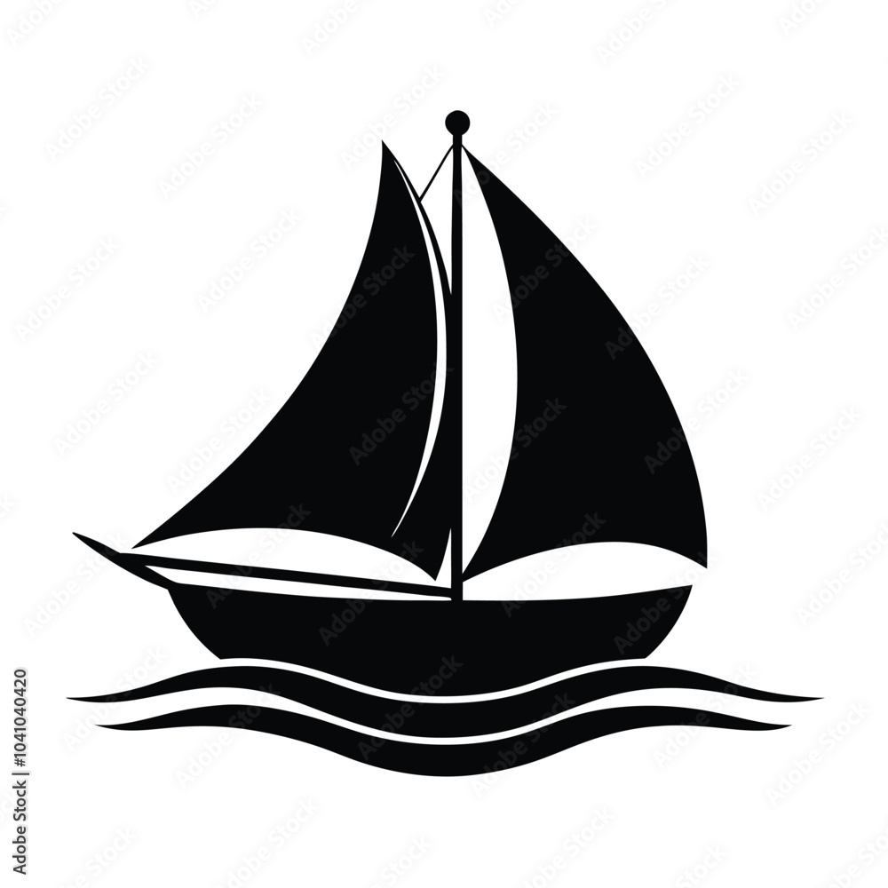 Sailing Boat Vector Illustration - Nautical Clipart & Maritime Art for Sea Sailing Boat Vector Illustration - Nautical Clipart & Maritime Art for Sea