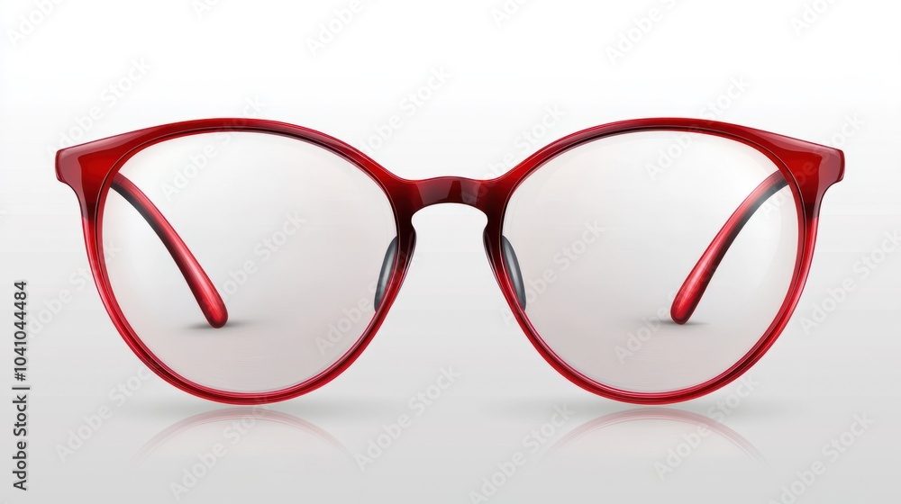 Red Eyeglasses Isolated On Transparent Background With Reflection Red Eyeglasses Isolated On Transparent Background With Reflection