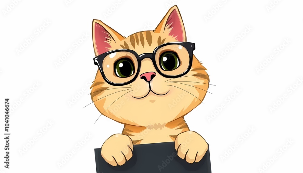 Cat with Glasses and Chalkboard Cat with Glasses and Chalkboard
