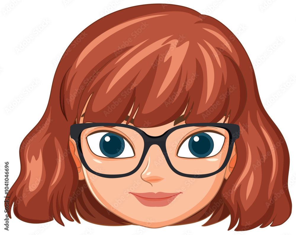 Smiling Woman with Glasses Illustration Smiling Woman with Glasses Illustration