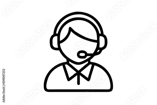 Customer Support Agent outline vector art