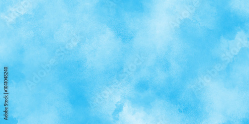 Blue grunge texture with grainy watercolor stains, The summer is colorful clearing day Good weather with natural clouds, Abstract beautiful light blue cloudy sky clouds with stains.