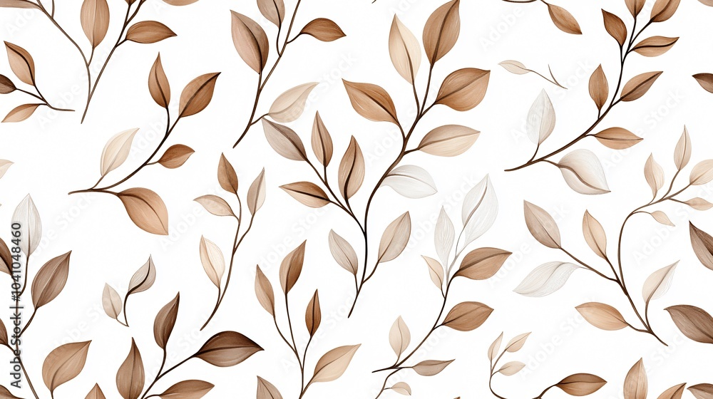 Elegant Botanical Pattern: A Harmonious Blend of Leaves in Warm Tones Elegant Botanical Pattern: A Harmonious Blend of Leaves in Warm Tones