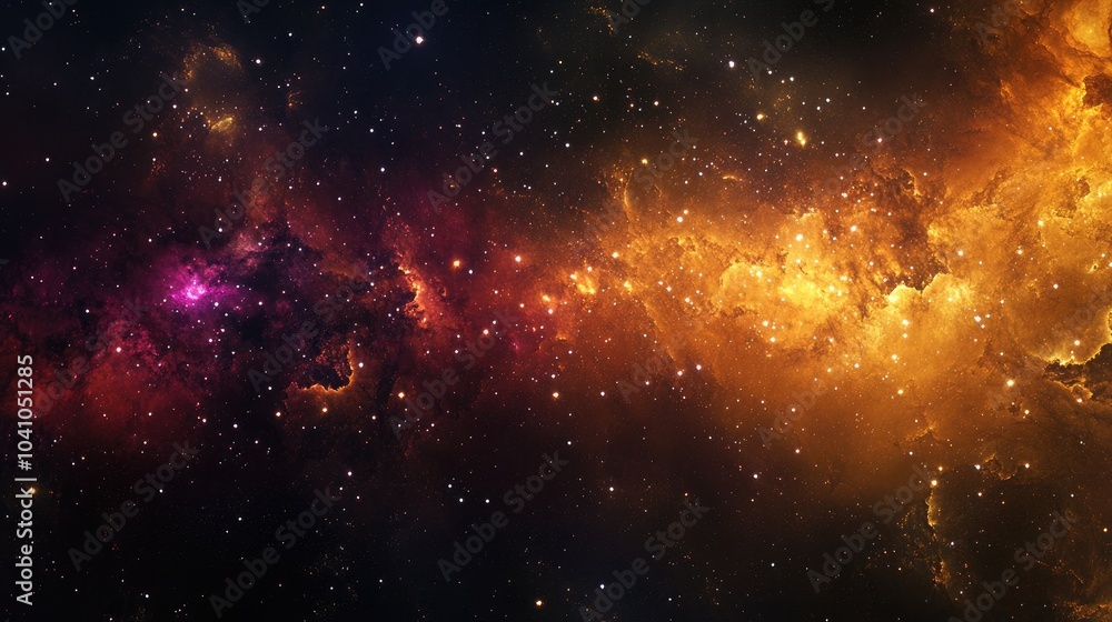 Naklejka premium A vibrant galaxy of stars and nebulas, glowing in brilliant colors across deep space, capturing the infinite wonders of the universe