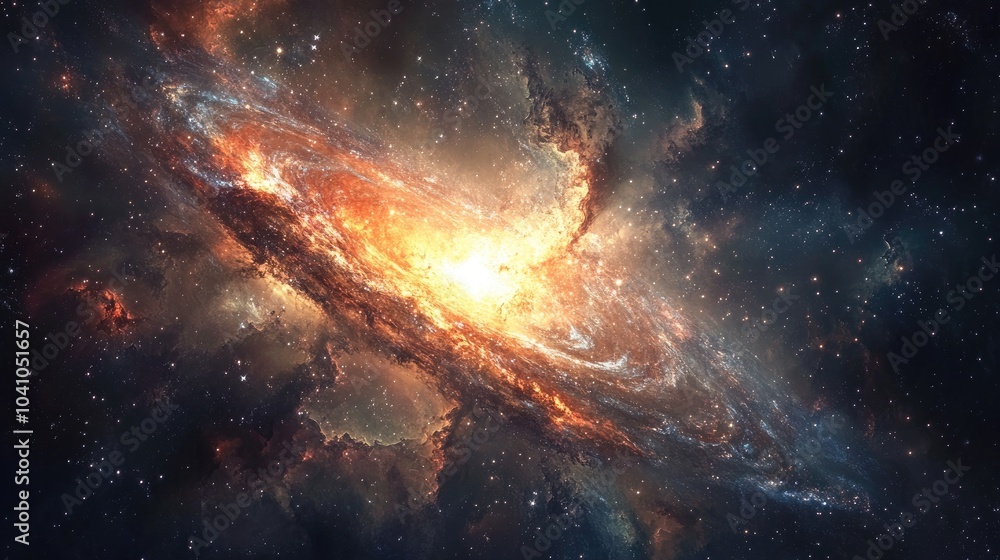 Dazzling galaxy with swirling nebulas and stars, glowing in deep space, evoking the infinite beauty and wonder of the cosmos Dazzling galaxy with swirling nebulas and stars, glowing in deep space, evoking the infinite beauty and wonder of the cosmos