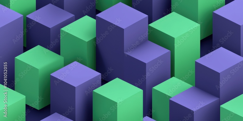 Obraz premium Abstract Geometric Pattern Purple and Green 3D Cubes Background