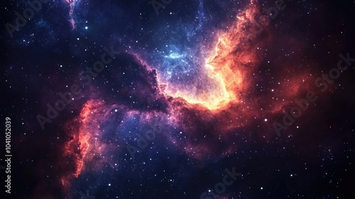 Mesmerizing galaxy filled with vibrant nebulas and shimmering stars, radiating colors in the infinite expanse of space