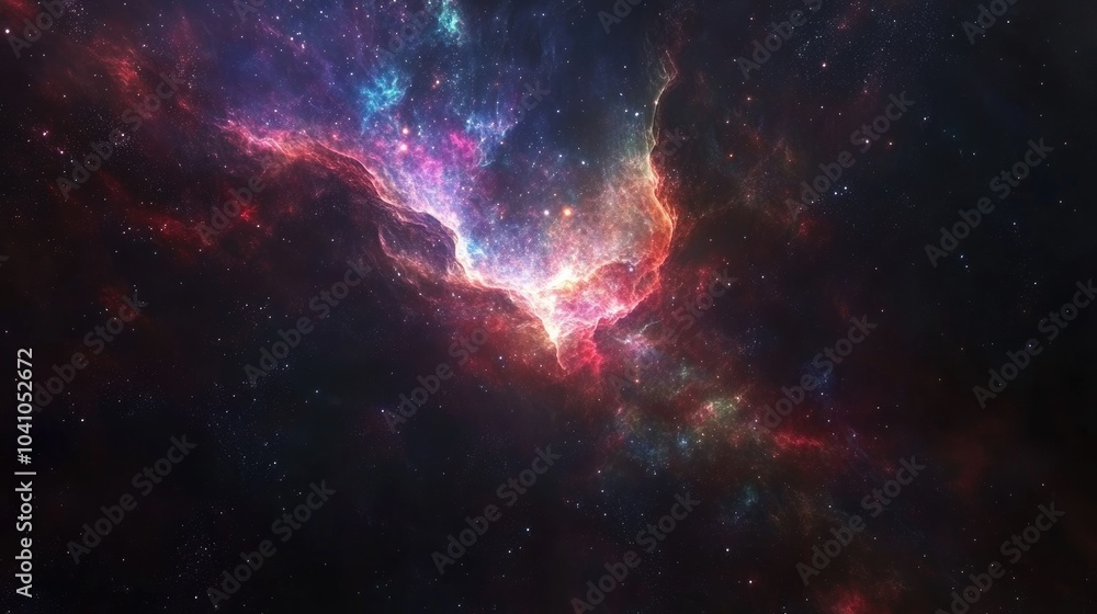 Obraz premium Vibrant galaxy filled with glowing stars and colorful nebulas, shining against the backdrop of deep space, symbolizing infinite mysteries