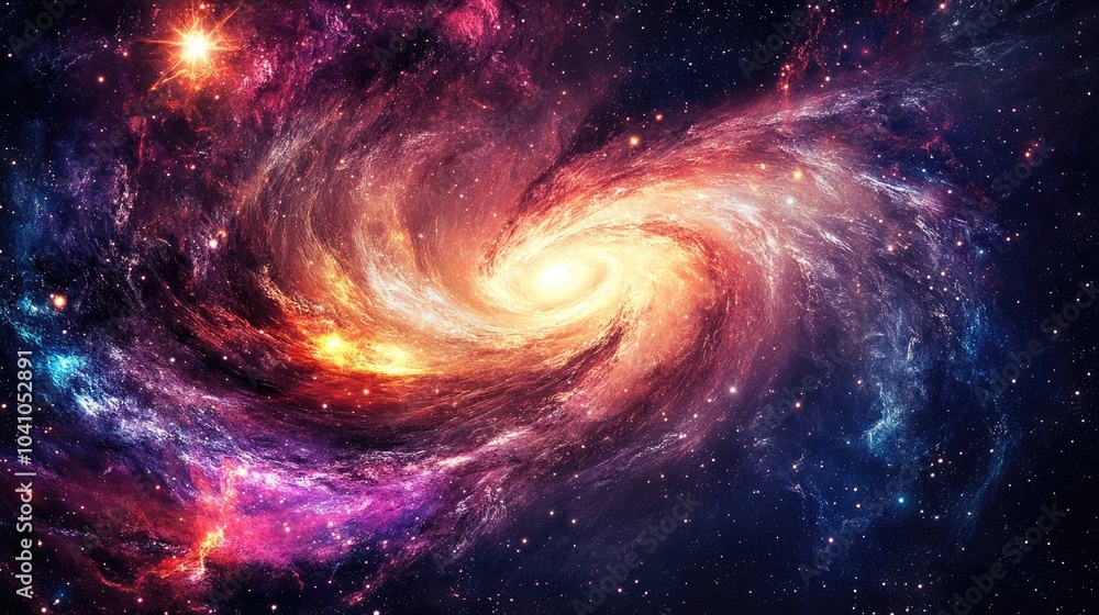 A galaxy of swirling nebulas and glowing stars, with vibrant colors illuminating the vast expanse of the universe A galaxy of swirling nebulas and glowing stars, with vibrant colors illuminating the vast expanse of the universe