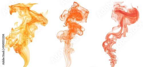 three set of fire flame collection isolated transparent background