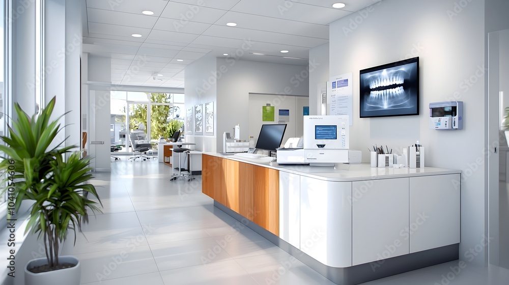 Detailed architectural sketch of a modern high tech dental clinic featuring a clean minimalist black and white aesthetic with abstract technology inspired elements and a sophisticated Detailed architectural sketch of a modern high tech dental clinic featuring a clean minimalist black and white aesthetic with abstract technology inspired elements and a sophisticated