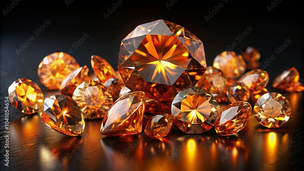 A cluster of radiant, multifaceted gemstones, each with a fiery heart, reflecting the warm glow of their inner light, creating a mesmerizing spectacle of brilliance and depth. A cluster of radiant, multifaceted gemstones, each with a fiery heart, reflecting the warm glow of their inner light, creating a mesmerizing spectacle of brilliance and depth.