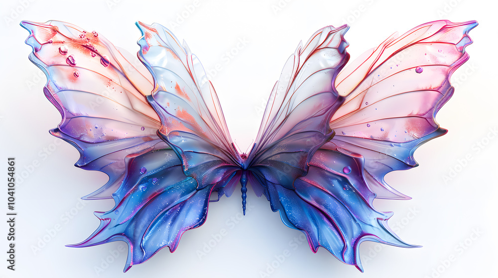 A pair of fantasy fairy translucent wings isolated on white background. A pair of fantasy fairy translucent wings isolated on white background.