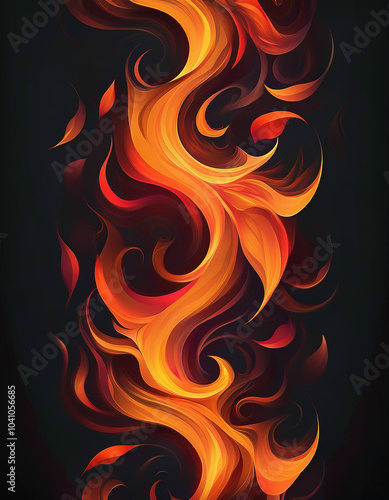 Abstract Fire Dance: Swirling flames in vibrant hues against a dark backdrop. A mesmerizing spectacle of color and motion.