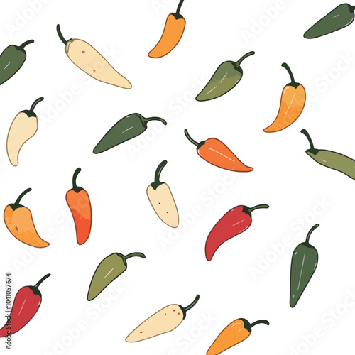Wallpaper Mural Colorful Chili Peppers Pattern Torontodigital.ca