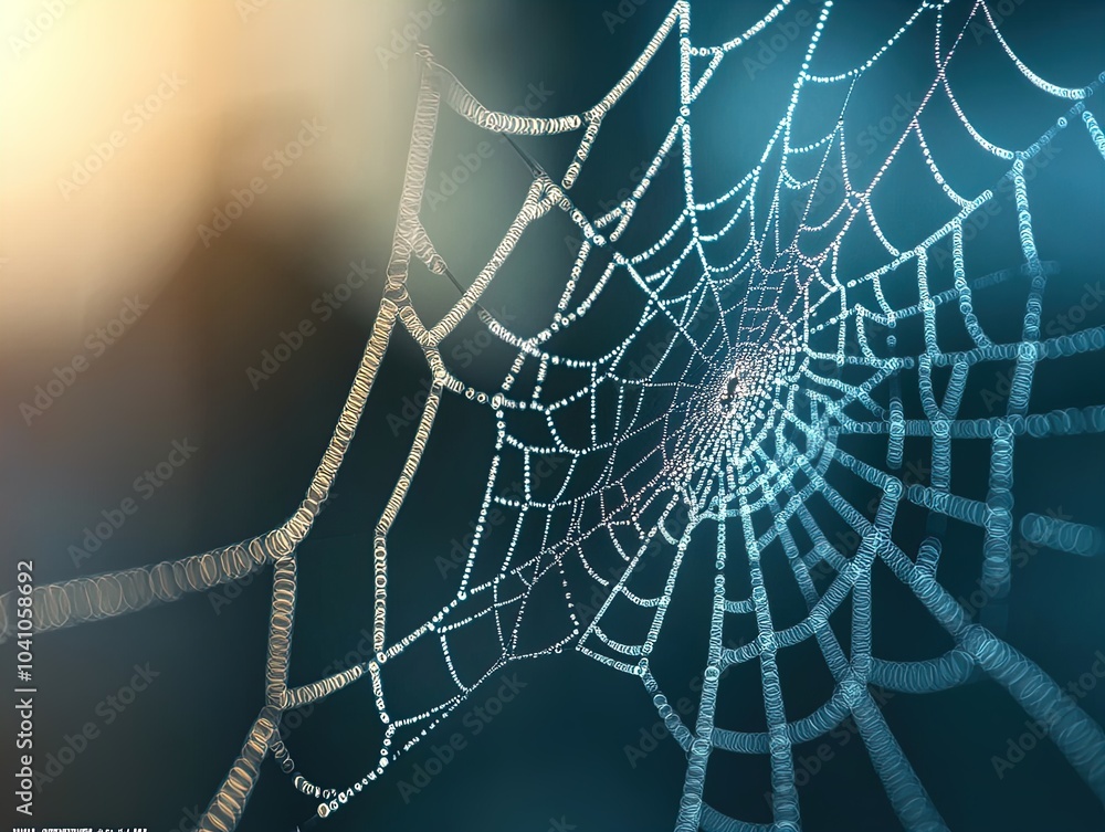 Enchanting Macro Image of Dew-Covered Spider Web: Perfect for Nature-Inspired Wall Art or Serenity Posters in Home and Office Decor Enchanting Macro Image of Dew-Covered Spider Web: Perfect for Nature-Inspired Wall Art or Serenity Posters in Home and Office Decor