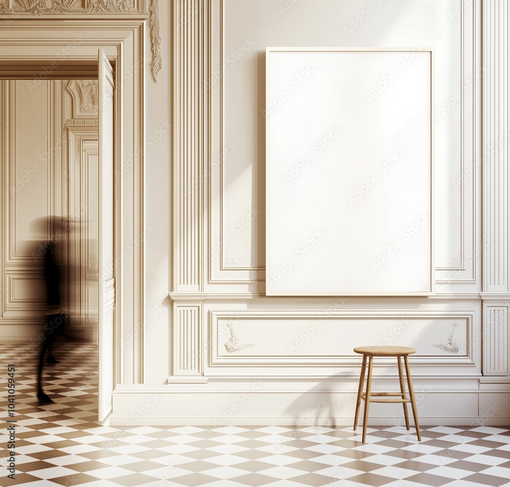 Fototapeta premium Mock up poster in Living room, Scandinavian decoration, 3d render, 3d illustration