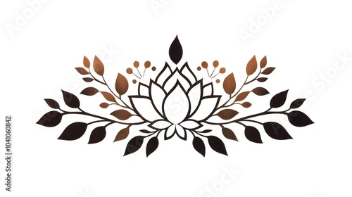 Intricate Decorative Mandala Silhouette Paper Cut Design with Symmetrical Patterns and Elegant Floral Motifs for Use as Digital Artwork Backdrop or Graphic Element photo