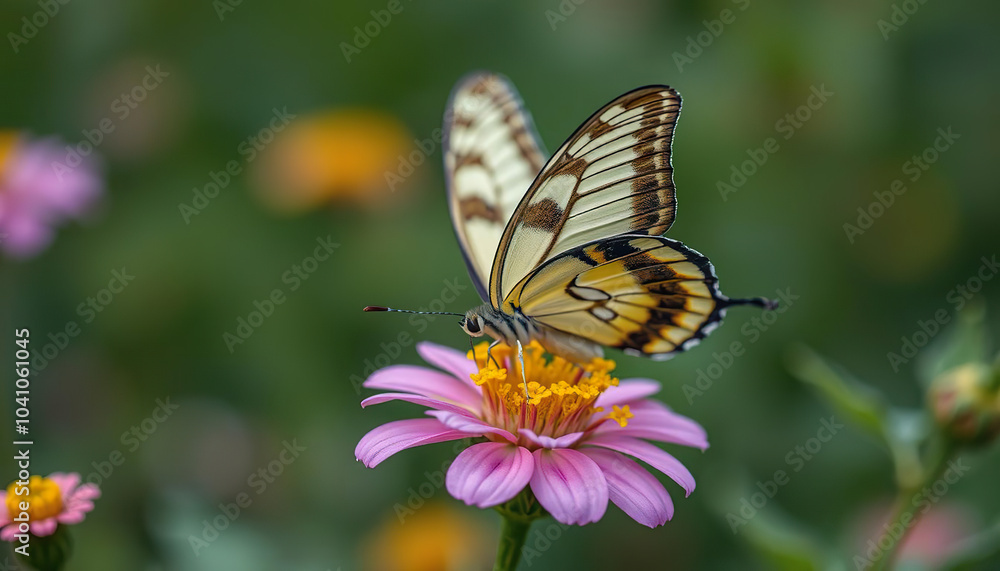 A butterfly is sitting on a yellow flower A butterfly is sitting on a yellow flower