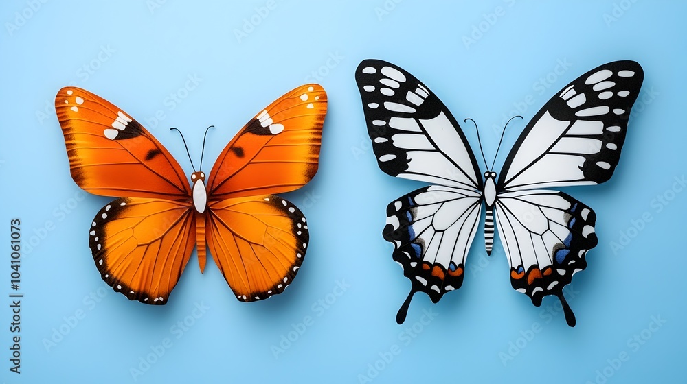 Obraz premium Symmetrical Paper Cut Butterfly Wings Silhouette Patterns for Elegant Digital Artwork Designs and Intricate Delicate and Precise Cutout Perfect for Backgrounds Invitations Scrapbooking and More