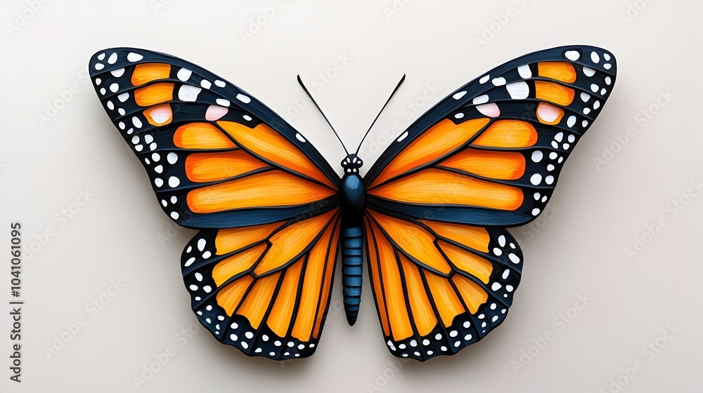 Fototapeta premium Elegant and delicate paper cut butterfly wings with symmetrical silhouette patterns creating a visually striking and decorative design This abstract and creative digital features vibrant colors
