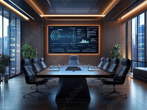 Modern Conference Room With Digital Presentation Screen