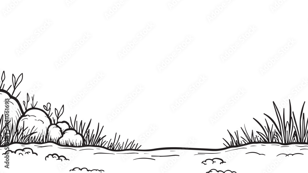 Fototapeta premium Minimalistic Grass and Plant Border