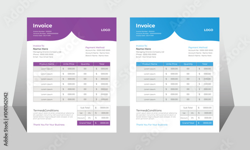 Flat Vector Invoice Design 