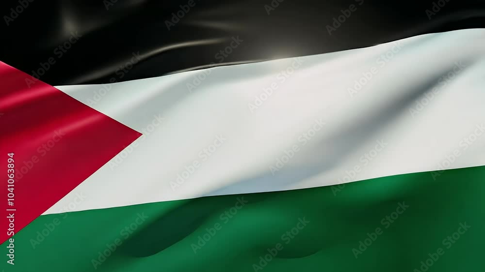 The Palestinian territory flag waves gracefully closeup video intricate fabric patterns highly detailed 3D rendering perfect celebrations national awards patriotic social media posts hd The Palestinian territory flag waves gracefully closeup video intricate fabric patterns highly detailed 3D rendering perfect celebrations national awards patriotic social media posts hd