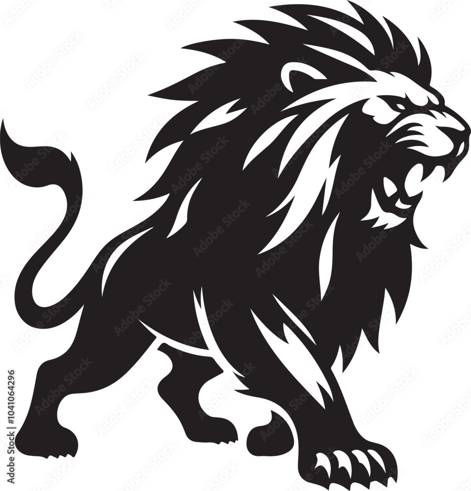 Fototapeta premium Aggressive Lion silhouette vector