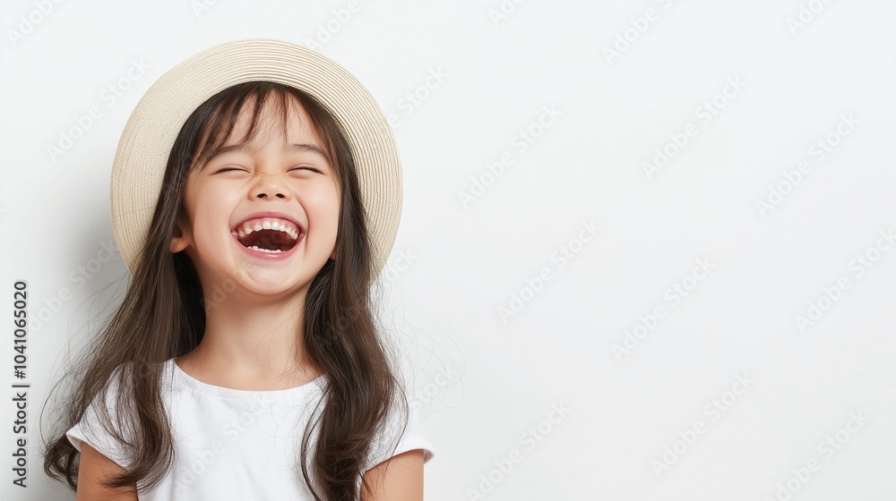 Asian kid girl wearing hat Asian kid girl wearing hat
