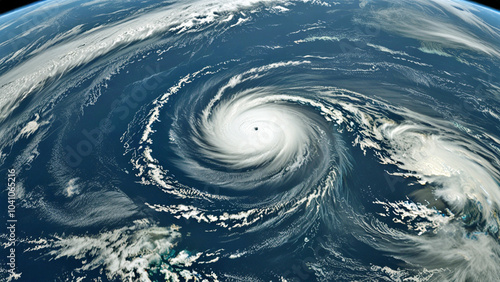 A satellite shot showing the powerful currents of the Atlantic interacting with the hurricane,