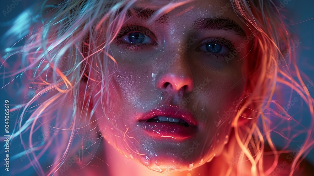 Close-Up Portrait of a Woman with Wet Hair and Glowing Skin Close-Up Portrait of a Woman with Wet Hair and Glowing Skin