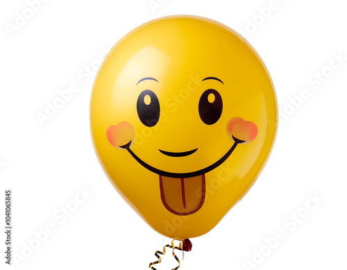 yellow party balloons with emoticon faces. Happiness. With white background