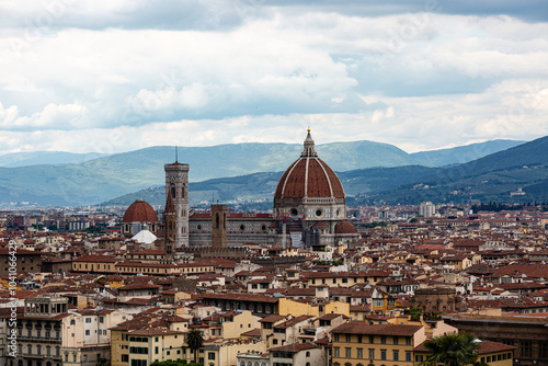 Panorama of Florence with dramatic sky