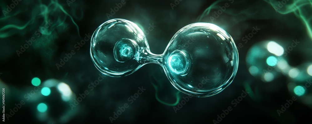 3D render of hydrogen molecule emitting light