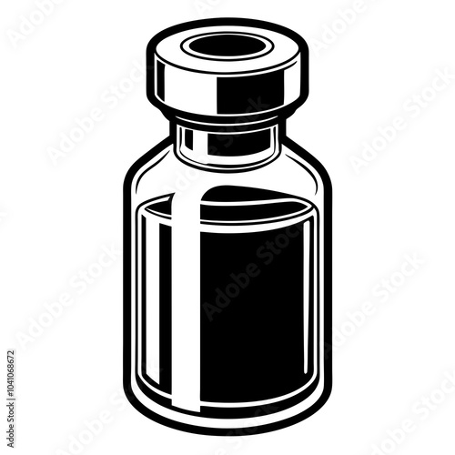  transparent Vaccine silhouette 
 on bottle on white background