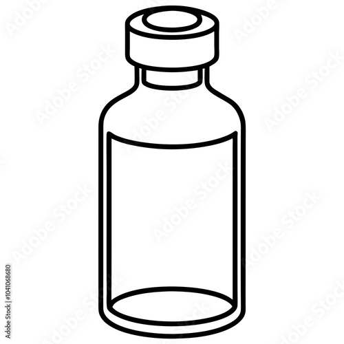  transparent Vaccine line art
 on bottle on white background