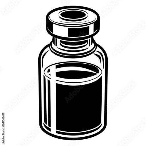  transparent Vaccine silhouette 
 on bottle on white background