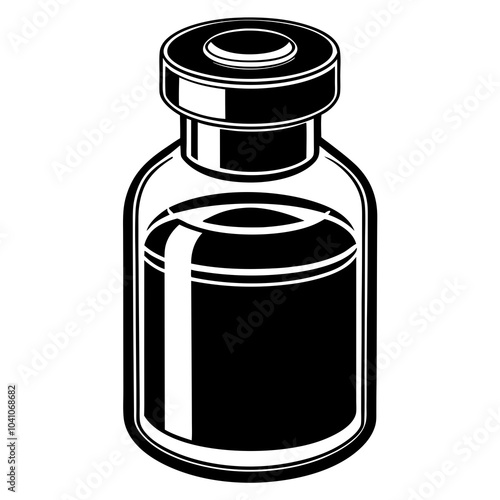  transparent Vaccine silhouette 
 on bottle on white background