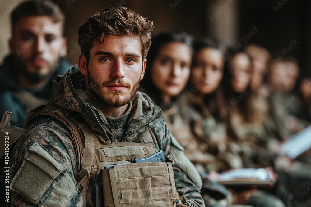 Fototapeta premium Remote education for military personnel, offering courses tailored to their unique schedules