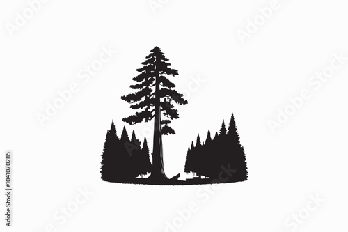 A Redwood Tree vector silhouette image Made by adobe illustrator..eps